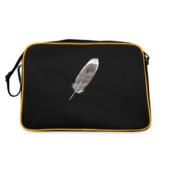 Feather grey hand-drawn (greylag goose) - Retro Bag - black/gold - Back