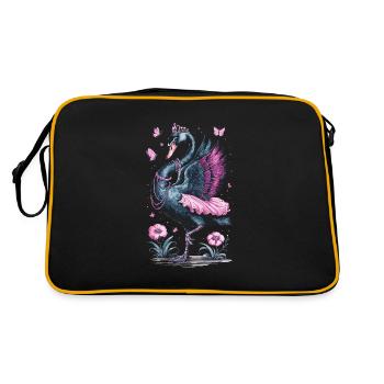 Eleganter Schwan für Schwan Fan - Retro Tasche - Schwarz/Gold - Hinten