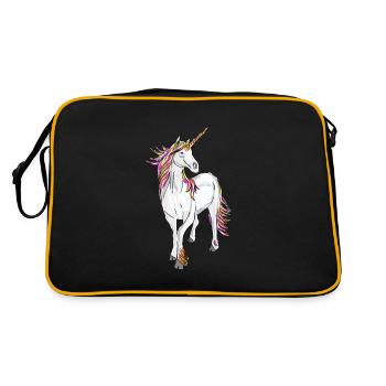 Pegasus, Pferd, Fliegendes Pferd, Pferd mit Flügel - Retro Tasche - Schwarz/Gold - Hinten