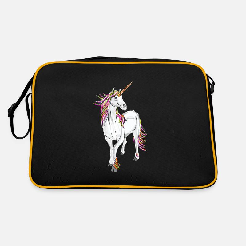 Pegasus, Pferd, Fliegendes Pferd, Pferd mit Flügel - Retro Tasche - Schwarz/Gold