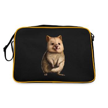 Quokka - the cute marsupial - Retro Bag - black/gold - Back