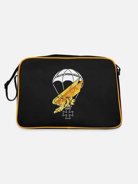 Goldener Adler - Fallschirmjäger Abzeichen - Retro Tasche - Schwarz/Gold - Hinten