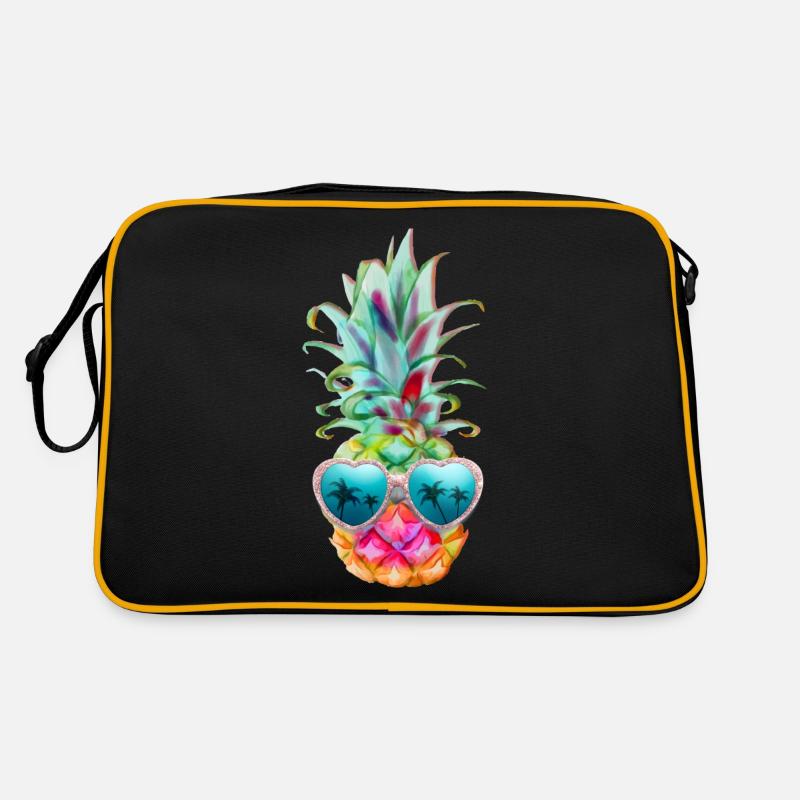 pineapple with sunglasses - pineapple and glasses Retro Bag
