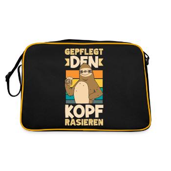 Geplegt den Kopf rasieren Biertrinker & Bier - Retro Tasche - Schwarz/Gold - Hinten