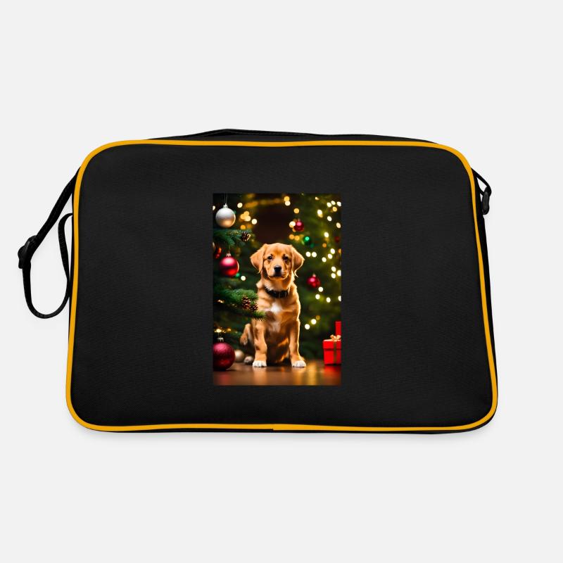 Lustig Hund Weihnachten Weihnachtsbaum Geschenk Retro Tasche