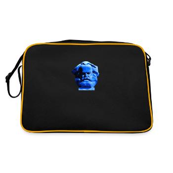 Karl-Marx-Monument, Chemnitzer Nischel. Dunkelblau - Retro Tasche - Schwarz/Gold - Hinten