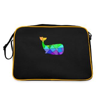 Whale Colorful Geometric Figures - Retro Bag - black/gold - Back
