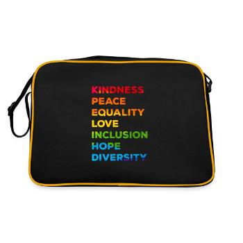 Gentillesse Égalité Amour LGBTQ Arc-en-ciel Fl - Sac Retro - noir/or - Dos