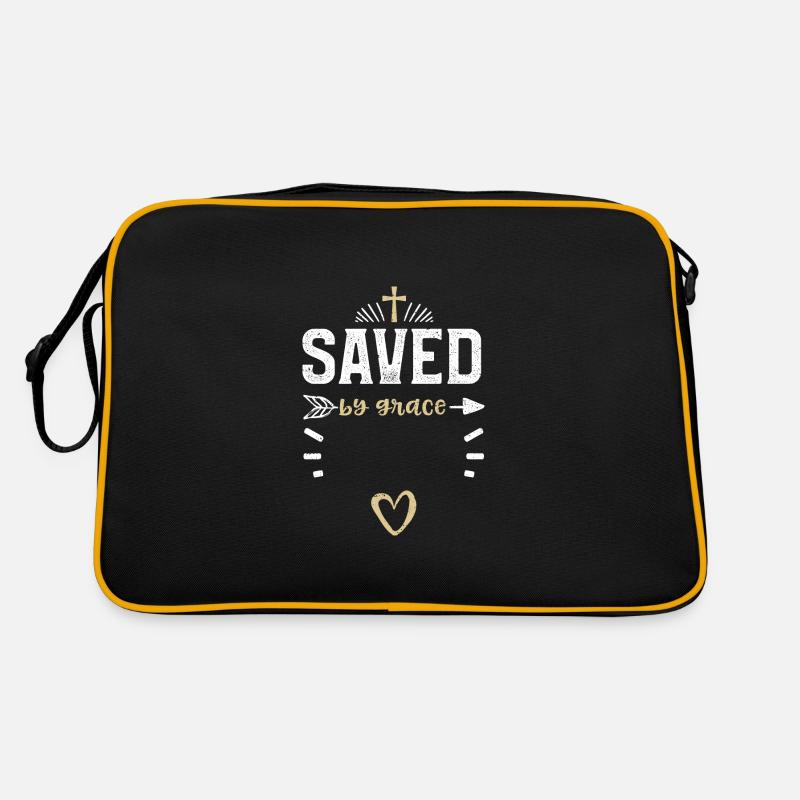 Saved by grace - Jesus - Retro Tasche - Schwarz/Gold
