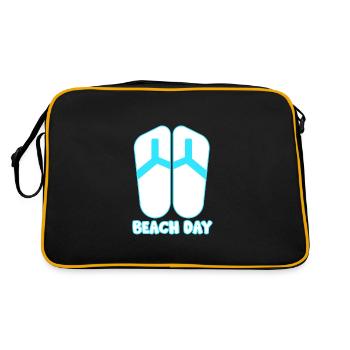 Beach Day weiß/blau - Retro Tasche - Schwarz/Gold - Hinten