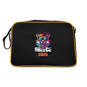 Greece 2025 Urlaub Fuchs - Retro Tasche - Schwarz/Gold - Hinten