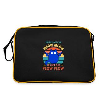 You Mess With The Meow Meow You Get The Peow Peow - Retro Tasche - Schwarz/Gold - Hinten
