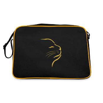 Katze Katzen - Retro Tasche - Schwarz/Gold - Hinten