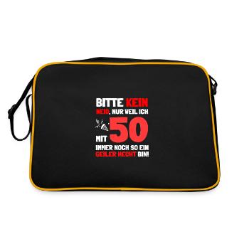 Bitte kein Neid, nur weil ich mit 50 immer noch so - Retro Tasche - Schwarz/Gold - Hinten