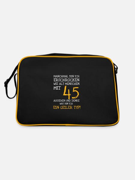Manchmal bin ich erschrocken, wie gut ich mit 45 - Retro Tasche - Schwarz/Gold - Hinten