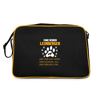 Ohne meinen Leonberger - Retro Tasche - Schwarz/Gold - Hinten