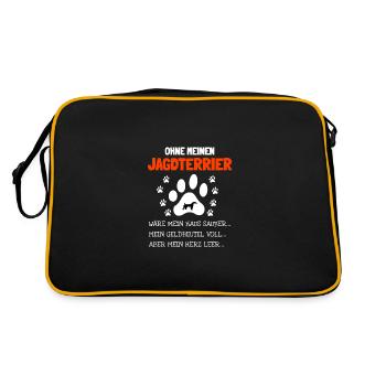Jagdterrier Jagdhund - Retro Tasche - Schwarz/Gold - Hinten