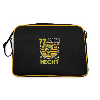 Geburtstag Toller Hecht Alter Jahre 77 - Retro Tasche - Schwarz/Gold - Hinten