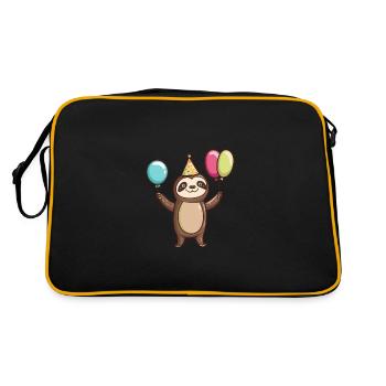Faultier Geburtstag Comic - Retro Tasche - Schwarz/Gold - Hinten