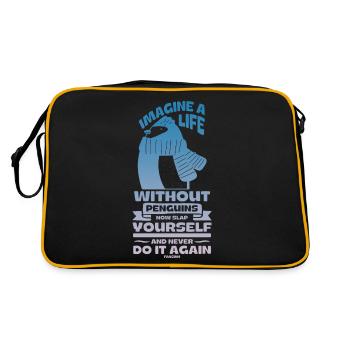 Imagine A Life Without Penguins Now Slap Yourself - Retro Tasche - Schwarz/Gold - Hinten
