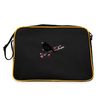 Oiseau noir sur une branche ornithologue - Sac Retro - noir/or - Dos