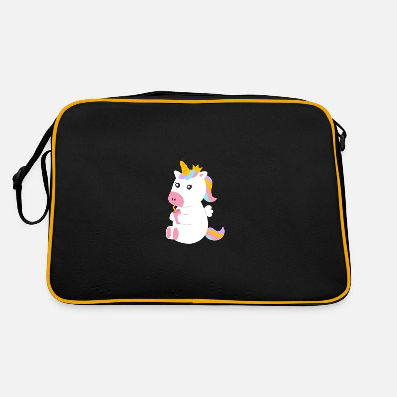Sweet seated unicorn with drink Retro Bag