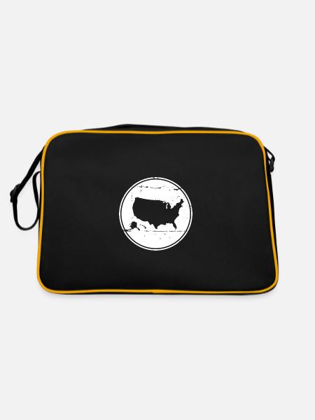 USA Map Vintage American - Retro Bag - black/gold - Back