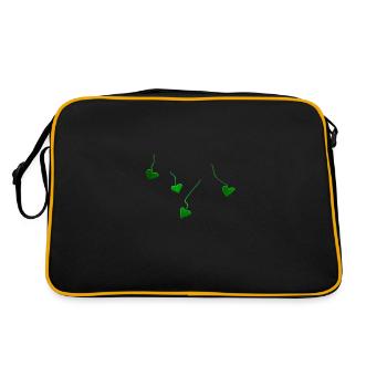 green hearts glitter lines - Retro Bag - black/gold - Back