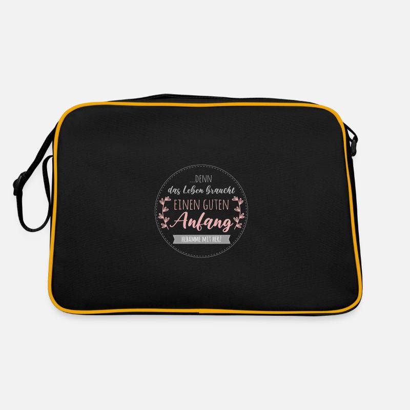 Hebamme mit Herz - Schöner Spruch - Geschenkidee Retro Tasche
