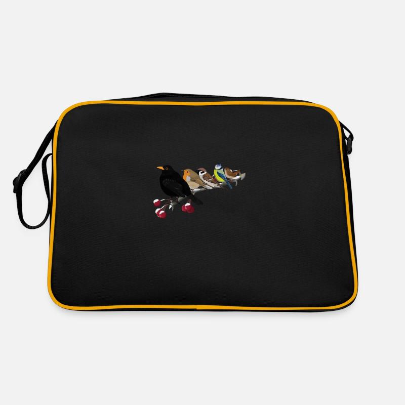 Merle, Rouge-gorge, Bleu, Branche, Noël, Oiseau Sac Retro