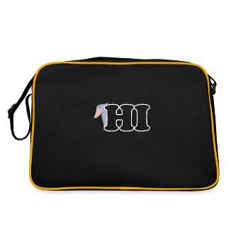 Schuhschnabel Hi Vogel Biologe Ornithologe Tier - Retro Tasche - Schwarz/Gold - Hinten