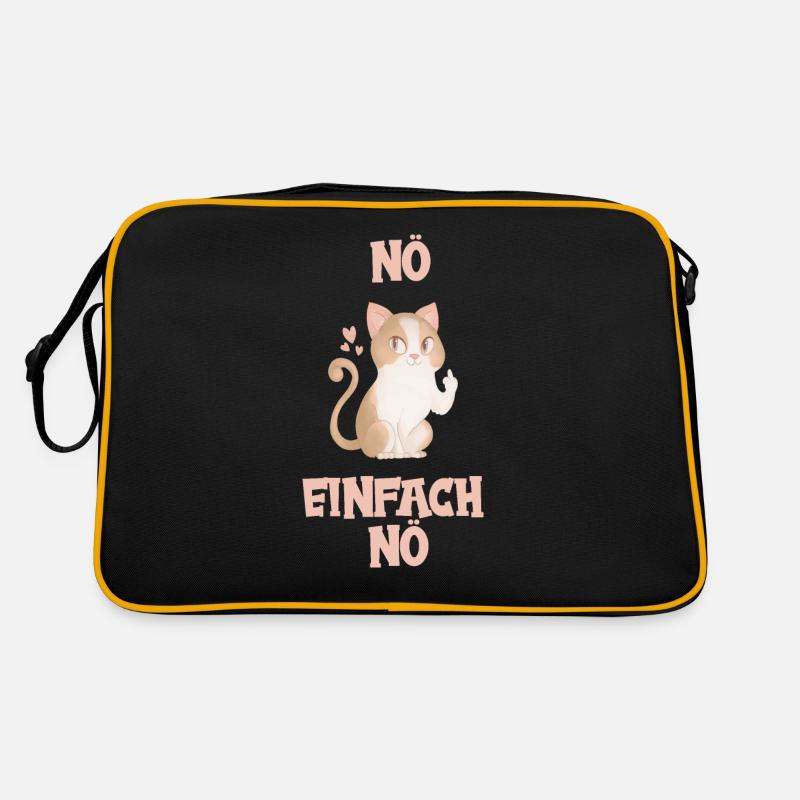 Mittelfinger Katze - Retro Tasche - Schwarz/Gold