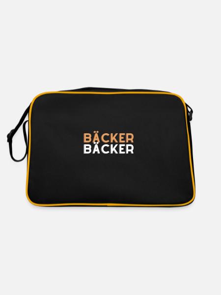 Bäcker Backkünstler Konditor Backhandwerker - Retro Tasche - Schwarz/Gold - Hinten