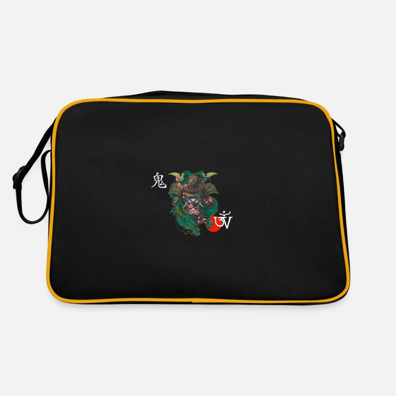 Dämon Kabuto weiß - Retro Tasche - Schwarz/Gold