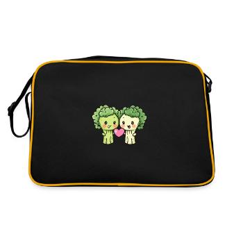 Broccoli Couple Love Heart Comic - Retro Bag - black/gold - Back