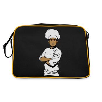 kochen koch kochmütze jung mann - Retro Tasche - Schwarz/Gold - Hinten