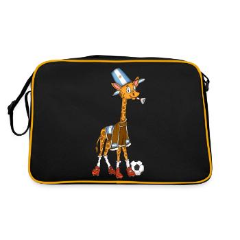 Giraffen Fan Argentinien - Retro Tasche - Schwarz/Gold - Hinten