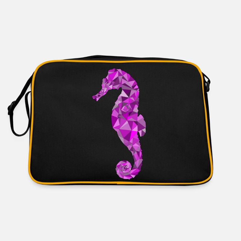 Seepferdchen - Retro Tasche - Schwarz/Gold