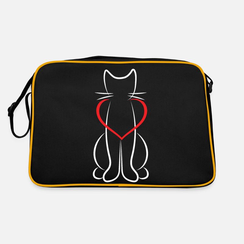 J'aime le chat, Chat et amour simple Sac Retro