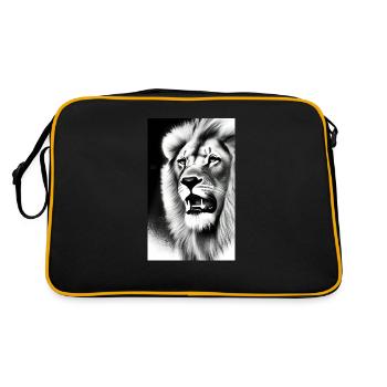 Lion noir et blanc - Sac Retro - noir/or - Dos