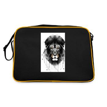 Lion noir et blanc - Sac Retro - noir/or - Dos