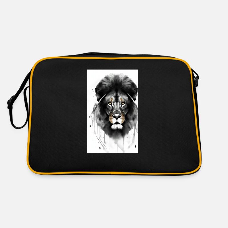 Löwe Schwarz und Weiß Retro Tasche