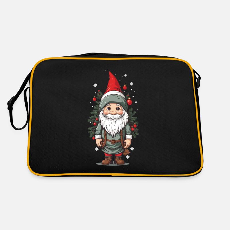 Winter Gnome and Christmas Tree Christmas Design Retro Bag