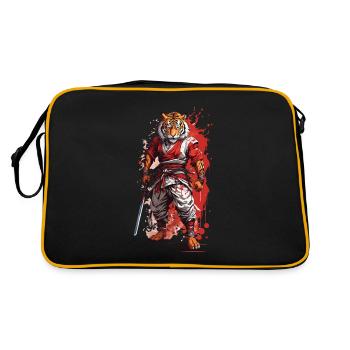 Tiger Samurai Warrior Ninja Aesthetic Oni Yokai - Retro Bag - black/gold - Back