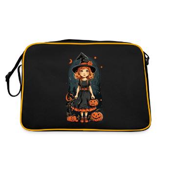 Design rétro Halloween sorcière citrouille fille - Sac Retro - noir/or - Dos