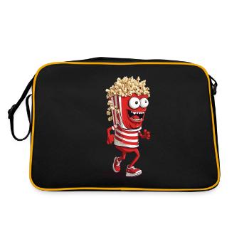 Popcorn Monster Halloween Filmabend Spaß - Retro Tasche - Schwarz/Gold - Hinten