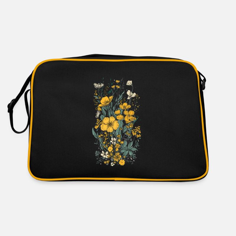Beau bouquet d’herbier de fleurs bohèmes jaune Sac Retro