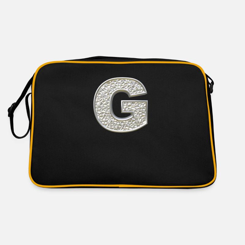 G, letter, letter G, initial, initial G, monogram, - Retro Tasche - Schwarz/Gold