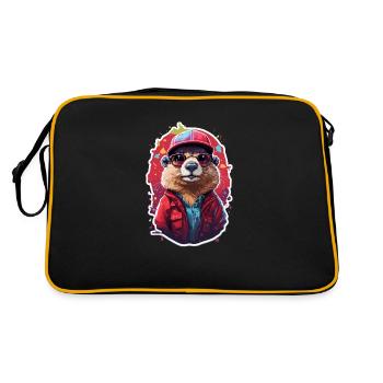 Marmottes Rongeurs Cool Lunettes de soleil et casquette - Sac Retro - noir/or - Dos