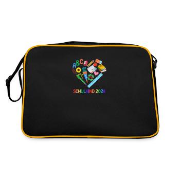 Schulkind 2024 Herz - Retro Tasche - Schwarz/Gold - Hinten
